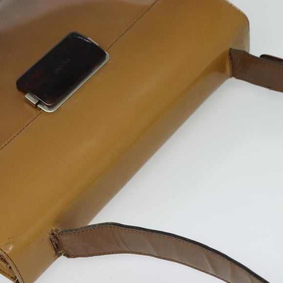 PRADA Shoulder Bag Enamel Beige Silver Auth bs24323