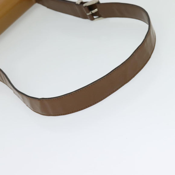 PRADA Shoulder Bag Enamel Beige Silver Auth bs24323