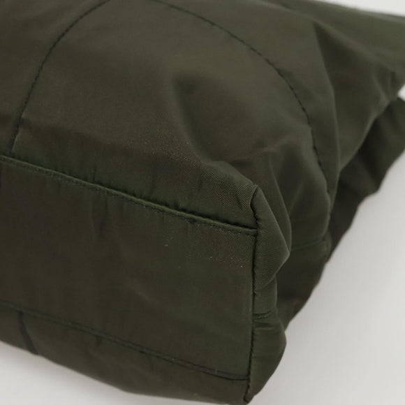 PRADA Shoulder Bag Nylon Khaki Silver Auth bs24325