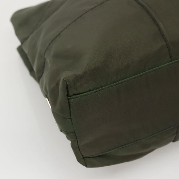 PRADA Shoulder Bag Nylon Khaki Silver Auth bs24325