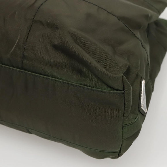 PRADA Shoulder Bag Nylon Khaki Silver Auth bs24325