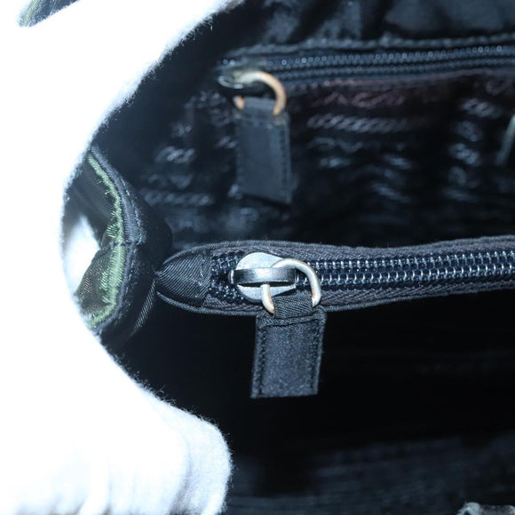 PRADA Shoulder Bag Nylon Khaki Silver Auth bs24325