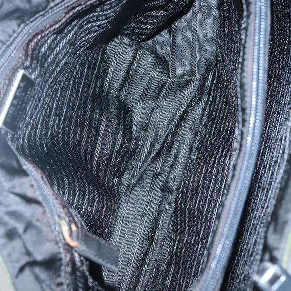 PRADA Shoulder Bag Nylon Khaki Silver Auth bs24325