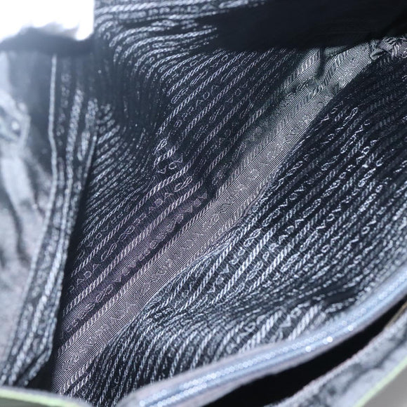 PRADA Shoulder Bag Nylon Khaki Silver Auth bs24325