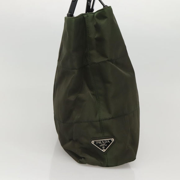 PRADA Shoulder Bag Nylon Khaki Silver Auth bs24325