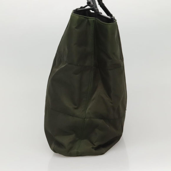 PRADA Shoulder Bag Nylon Khaki Silver Auth bs24325