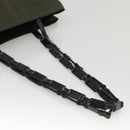 PRADA Shoulder Bag Nylon Khaki Silver Auth bs24325-7