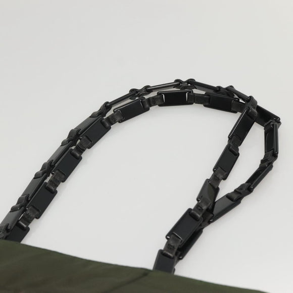 PRADA Shoulder Bag Nylon Khaki Silver Auth bs24325