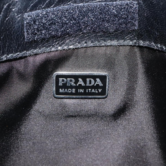 PRADA Shoulder Bag Nylon Black Silver Auth bs24328