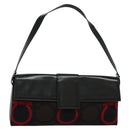 Salvatore Ferragamo Gancini Bag Canvas Leather Black Silver Auth bs24330-1