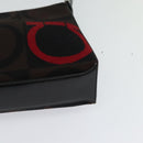 Salvatore Ferragamo Gancini Bag Canvas Leather Black Silver Auth bs24330-16