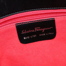 Salvatore Ferragamo Gancini Bag Canvas Leather Black Silver Auth bs24330-12