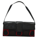 Salvatore Ferragamo Gancini Bag Canvas Leather Black Silver Auth bs24330-13