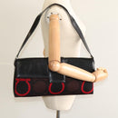 Salvatore Ferragamo Gancini Bag Canvas Leather Black Silver Auth bs24330-20