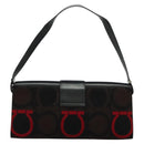 Salvatore Ferragamo Gancini Bag Canvas Leather Black Silver Auth bs24330-2