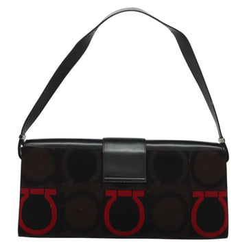 Salvatore Ferragamo Gancini Bag Canvas Leather Black Silver Auth bs24330 - 0