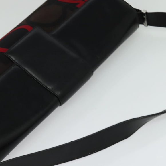 Salvatore Ferragamo Gancini Bag Canvas Leather Black Silver Auth bs24330