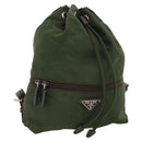 PRADA Backpack Nylon Khaki Silver Auth bs24334-1
