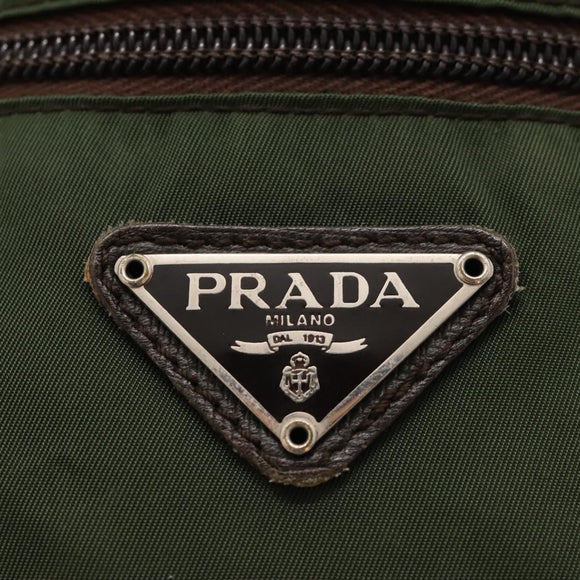PRADA Backpack Nylon Khaki Silver Auth bs24334