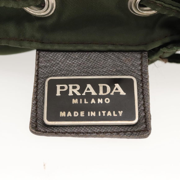 PRADA Backpack Nylon Khaki Silver Auth bs24334