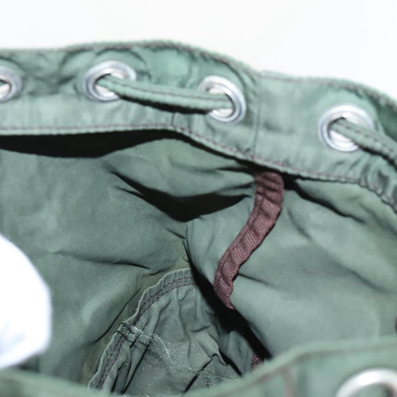 PRADA Backpack Nylon Khaki Silver Auth bs24334