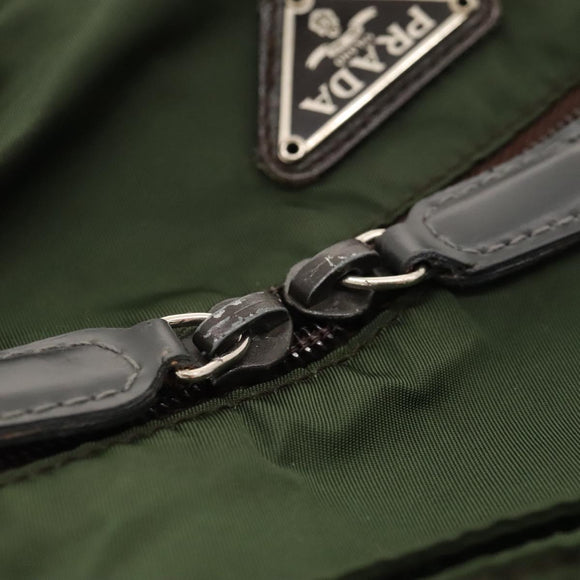 PRADA Backpack Nylon Khaki Silver Auth bs24334