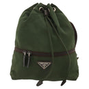 PRADA Backpack Nylon Khaki Silver Auth bs24334-13