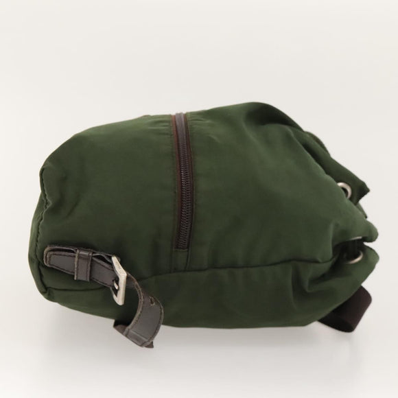 PRADA Backpack Nylon Khaki Silver Auth bs24334