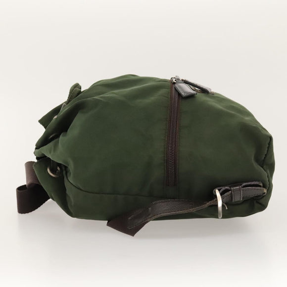 PRADA Backpack Nylon Khaki Silver Auth bs24334