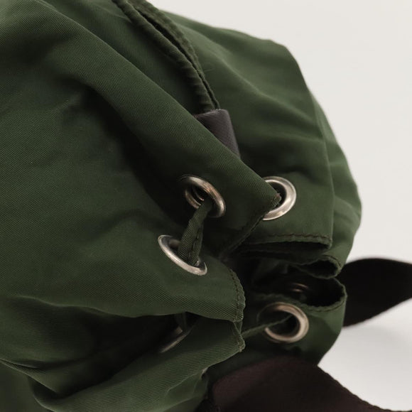 PRADA Backpack Nylon Khaki Silver Auth bs24334