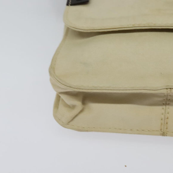 FENDI Shoulder Bag Canvas White Silver Auth bs24336