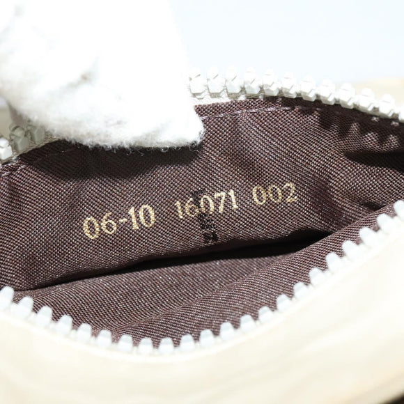 FENDI Shoulder Bag Canvas White Silver Auth bs24336