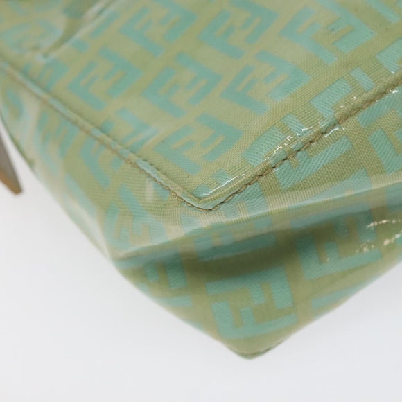 FENDI Zucchino Canvas Hand Bag Peppermint Silver Auth bs24337