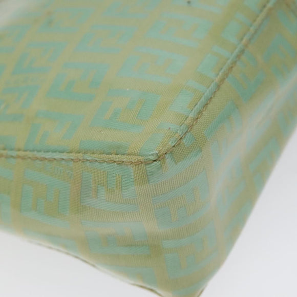 FENDI Zucchino Canvas Hand Bag Peppermint Silver Auth bs24337