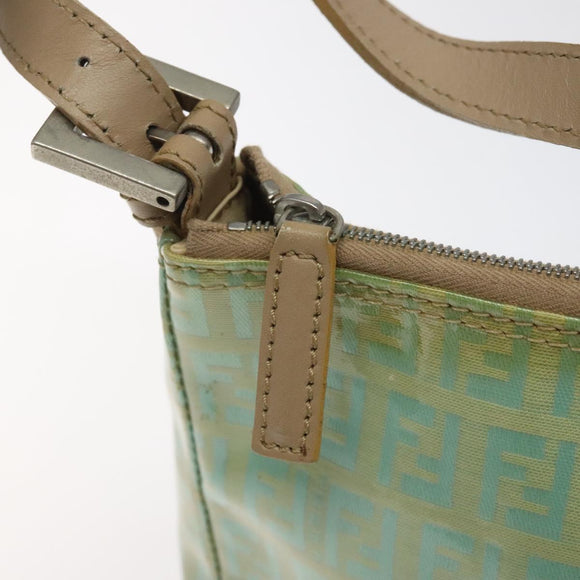 FENDI Zucchino Canvas Hand Bag Peppermint Silver Auth bs24337