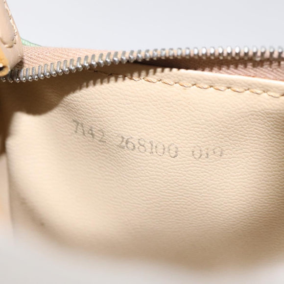 FENDI Zucchino Canvas Hand Bag Peppermint Silver Auth bs24337