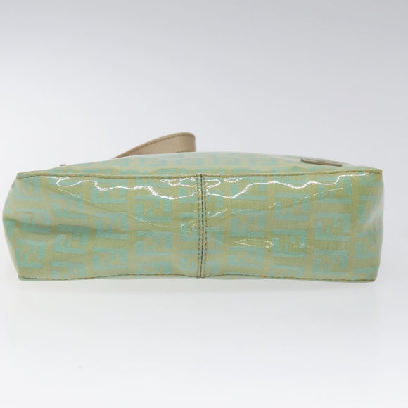 FENDI Zucchino Canvas Hand Bag Peppermint Silver Auth bs24337