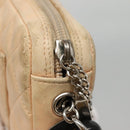 CHANEL Cambon Line Matelasse Shoulder Bag Lamb Skin Beige Black CC Auth bs24360-10