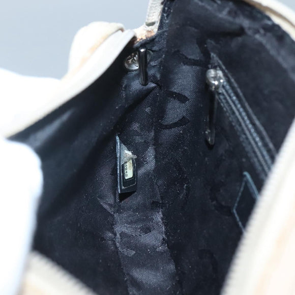 CHANEL Cambon Line Matelasse Shoulder Bag Lamb Skin Beige Black CC Auth bs24360