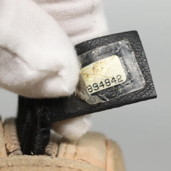 CHANEL Cambon Line Matelasse Shoulder Bag Lamb Skin Beige Black CC Auth bs24360