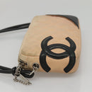 CHANEL Cambon Line Matelasse Shoulder Bag Lamb Skin Beige Black CC Auth bs24360-4