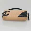 CHANEL Cambon Line Matelasse Shoulder Bag Lamb Skin Beige Black CC Auth bs24360-5