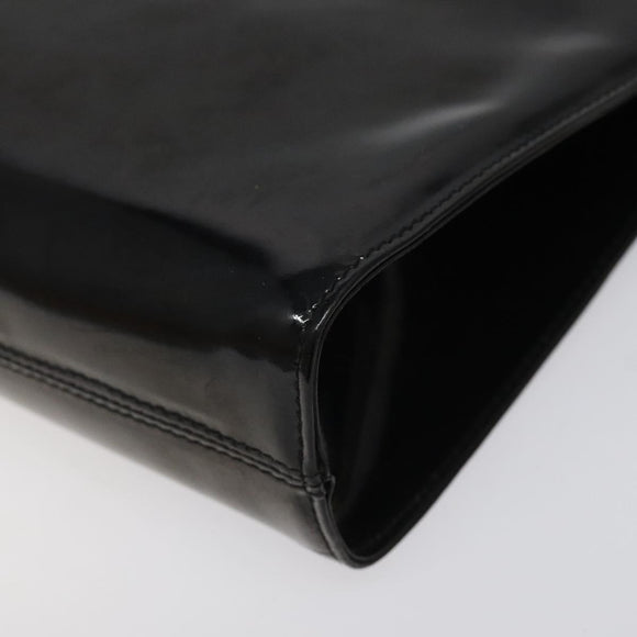 Salvatore Ferragamo Clutch Bag Enamel 2way Black CC Auth bs24365