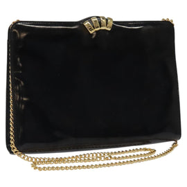Salvatore Ferragamo Clutch Bag Enamel 2way Black CC Auth bs24365