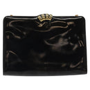 Salvatore Ferragamo Clutch Bag Enamel 2way Black CC Auth bs24365-13