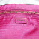 PRADA Canapa GM Hand Bag Canvas White Gold Auth bs24371-17