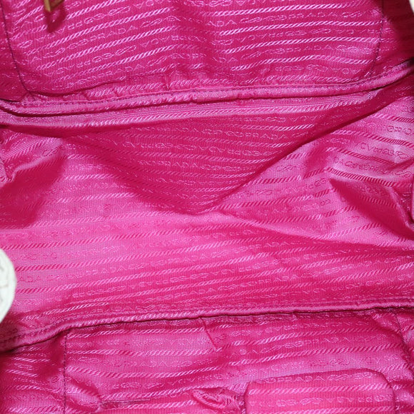 PRADA Canapa GM Hand Bag Canvas White Gold Auth bs24371