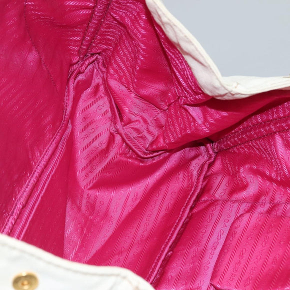 PRADA Canapa GM Hand Bag Canvas White Gold Auth bs24371