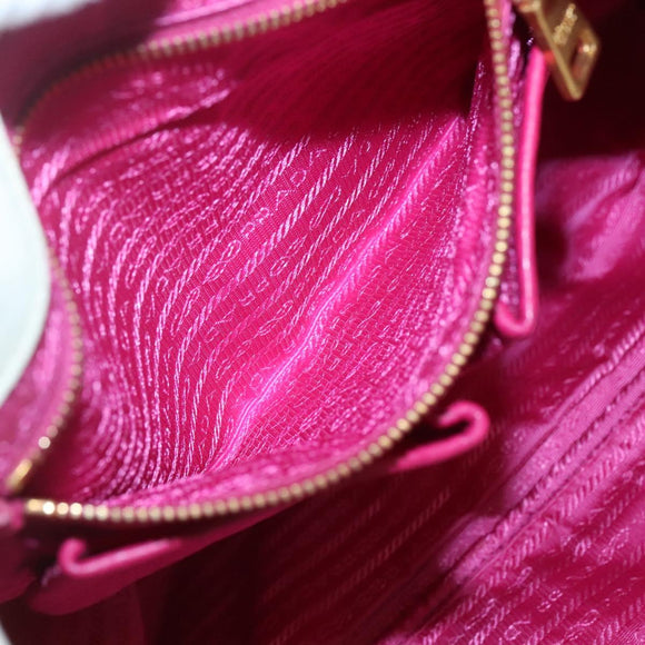 PRADA Canapa GM Hand Bag Canvas White Gold Auth bs24371