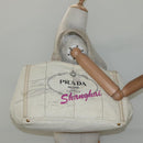 PRADA Canapa GM Hand Bag Canvas White Gold Auth bs24371-22